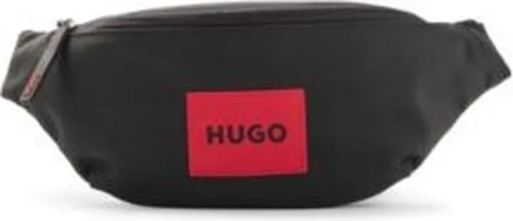 Belt bag in recycled nylon with red logo label