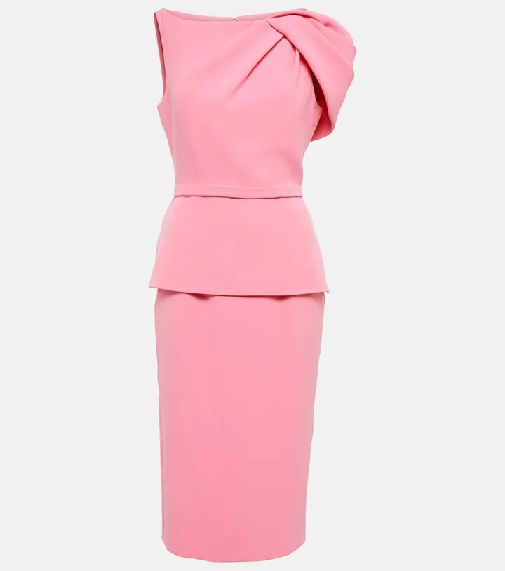 Asymmetric crepe midi dress
