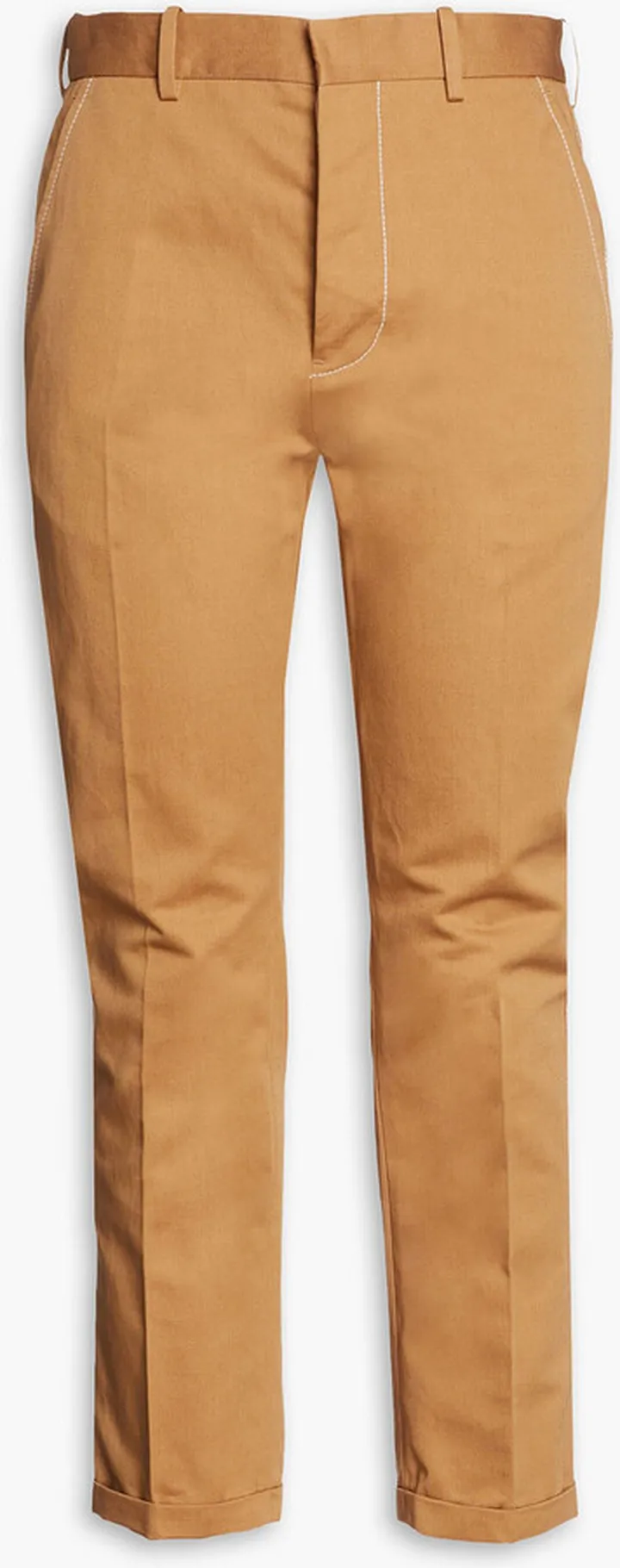 Cropped cotton and linen-blend twill slim-leg pants