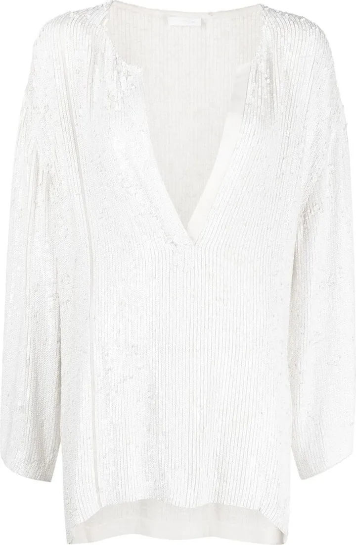 Long-Sleeve Sequin Blouse