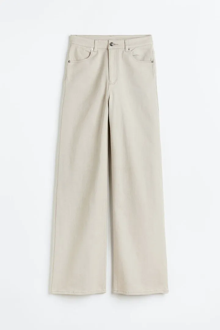 Wide-leg Twill Pants