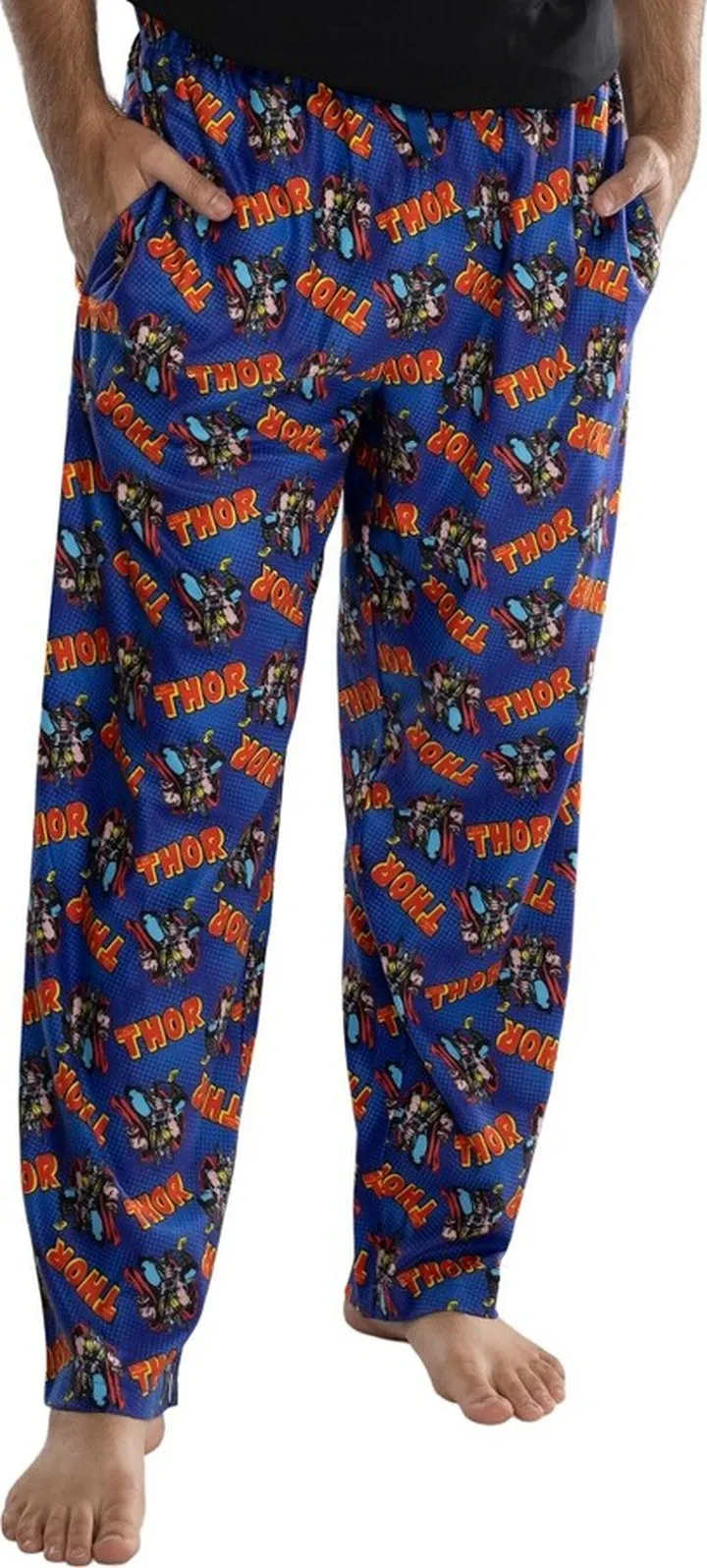 Marvel Comics Men's Thor Comic Allover Print Loungewear Pajama Pants (MD) Blue