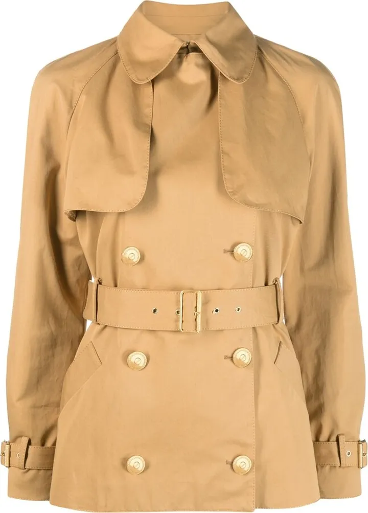 Double-Breasted Short Trench Coat