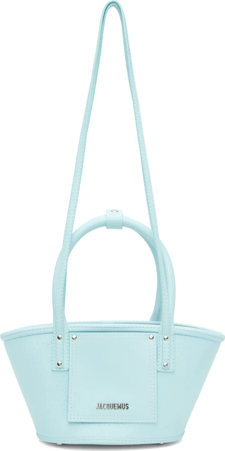 Jacquemus Blue Le Raphia 'Le Petit Panier Soli Cuir' Tote