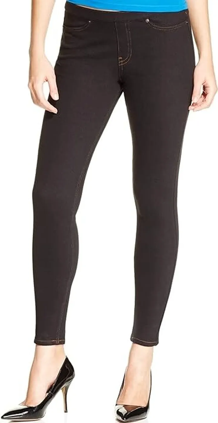 HUE Women's Solid Color Original Jeanz Denim Legging (Black) Women's Casual Pants