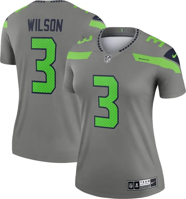 Women's Russell Wilson Gray Seattle Seahawks Inverted Legend Jersey