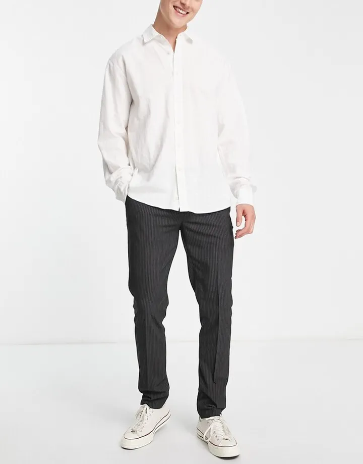 Bolongaro Trevor stripe seersucker skinny fit suit pant