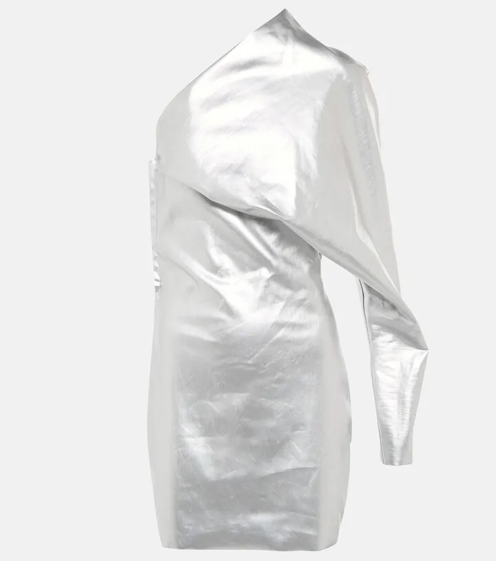 Coated one-shoulder minidress