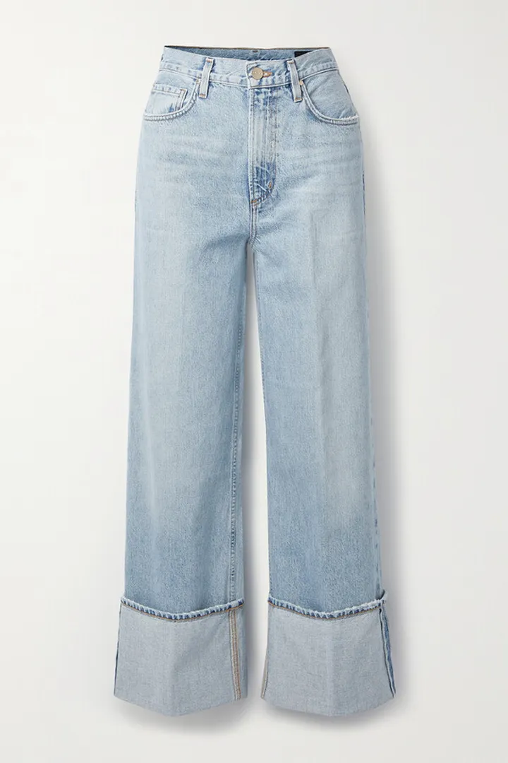 GOLDSIGN - The Astley Distressed High-rise Wide-leg Jeans - Blue