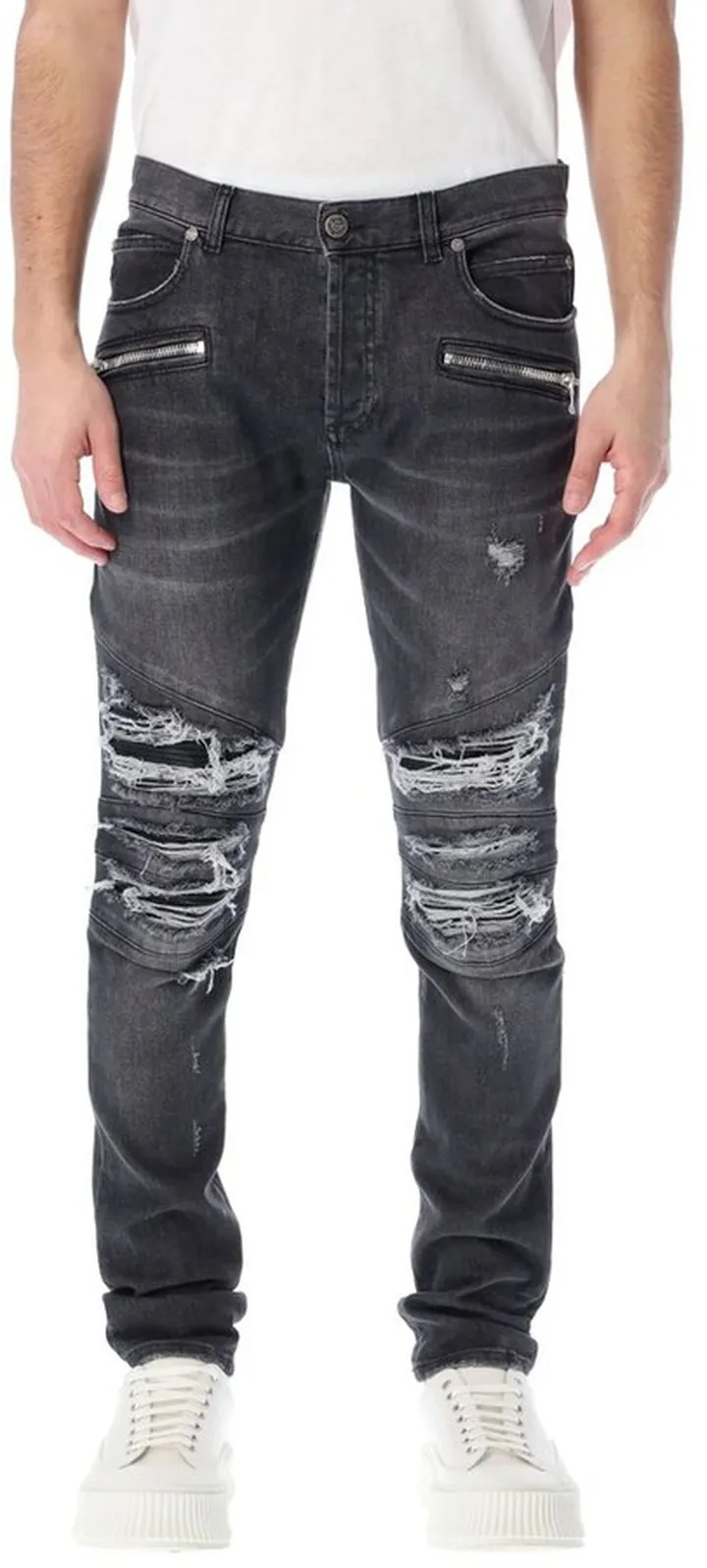Balmain Distressed High Waist Skinny Jeans