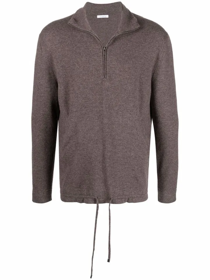 Zip Placket Cashmere Pullover