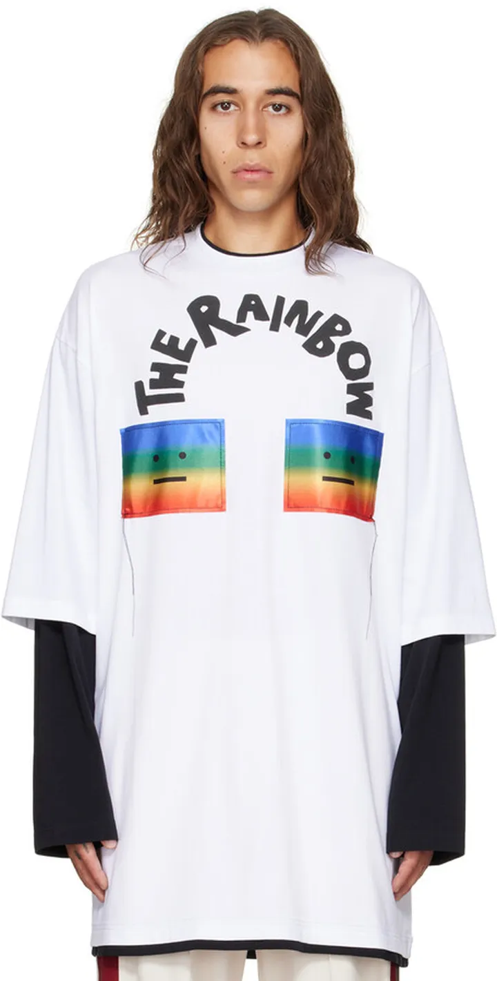 Acne Studios White Rainbow Long Sleeve T-Shirt