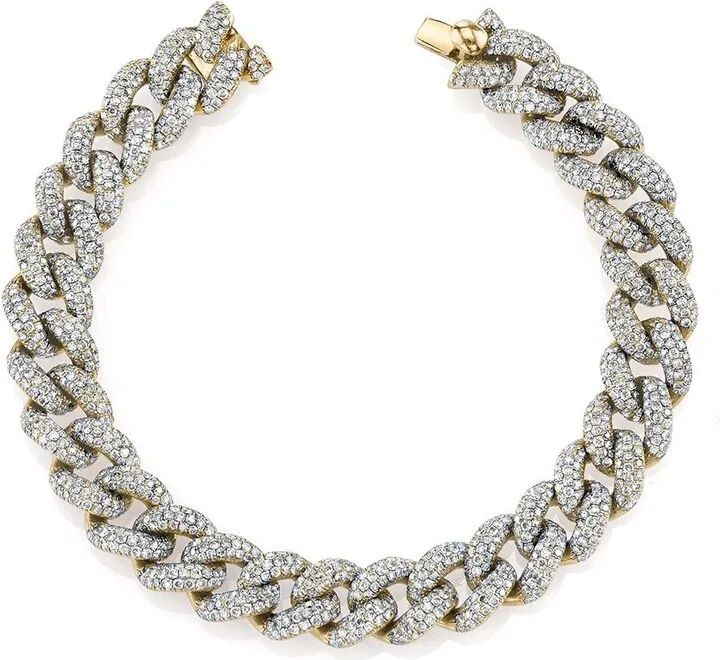 18kt yellow gold pavé diamond Essential link bracelet