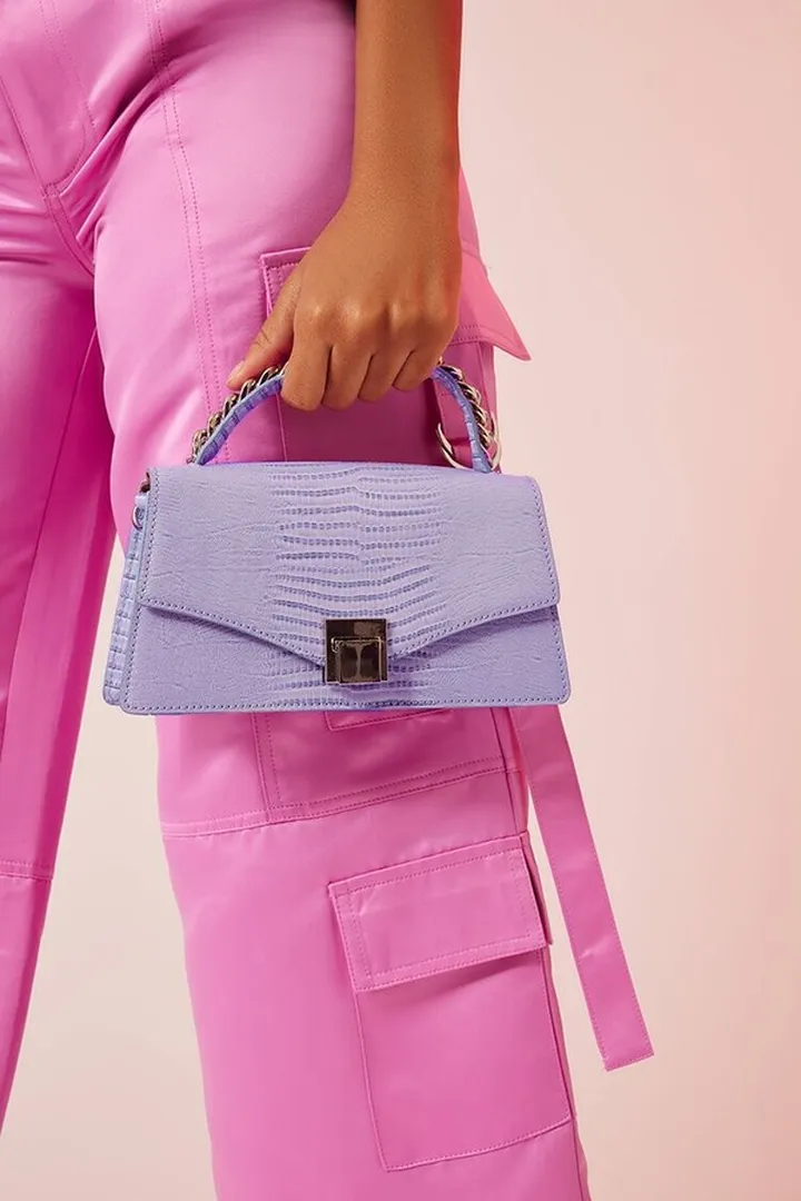 Faux Croc Crossbody Bag