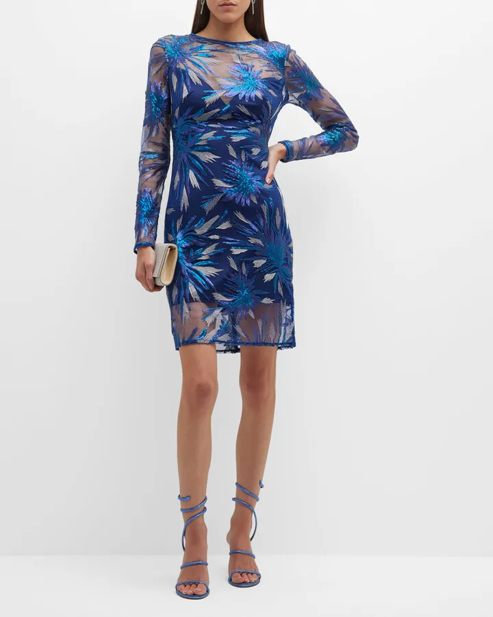 Embroidered Sequin Lace Mini Dress
