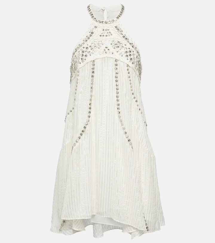 Orfra embellished silk-blend minidress