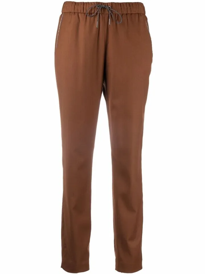 High-Waisted Cropped Track Trousers