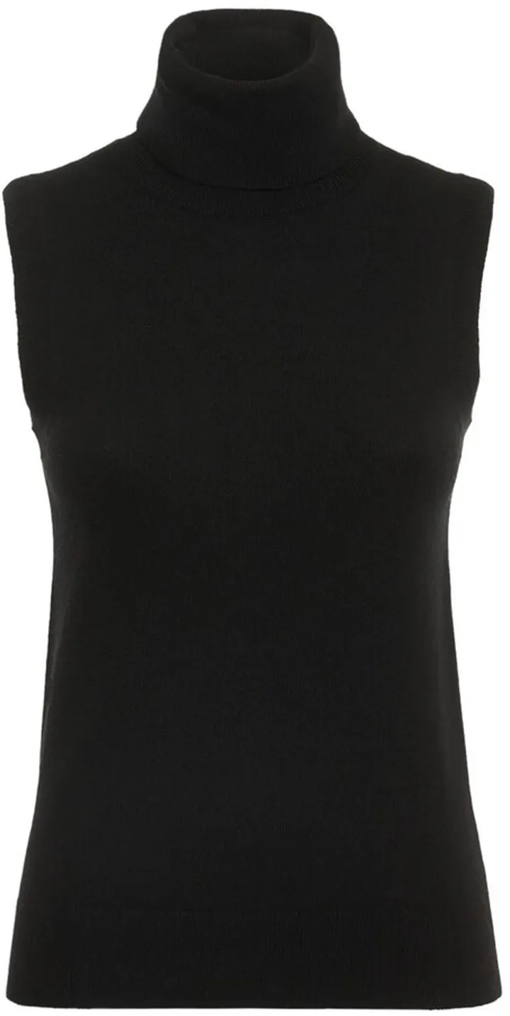 Sleeveless cashmere knit turtleneck top