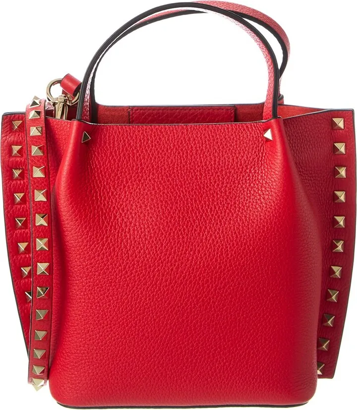 Valentino Rockstud Grainy Leather Tote