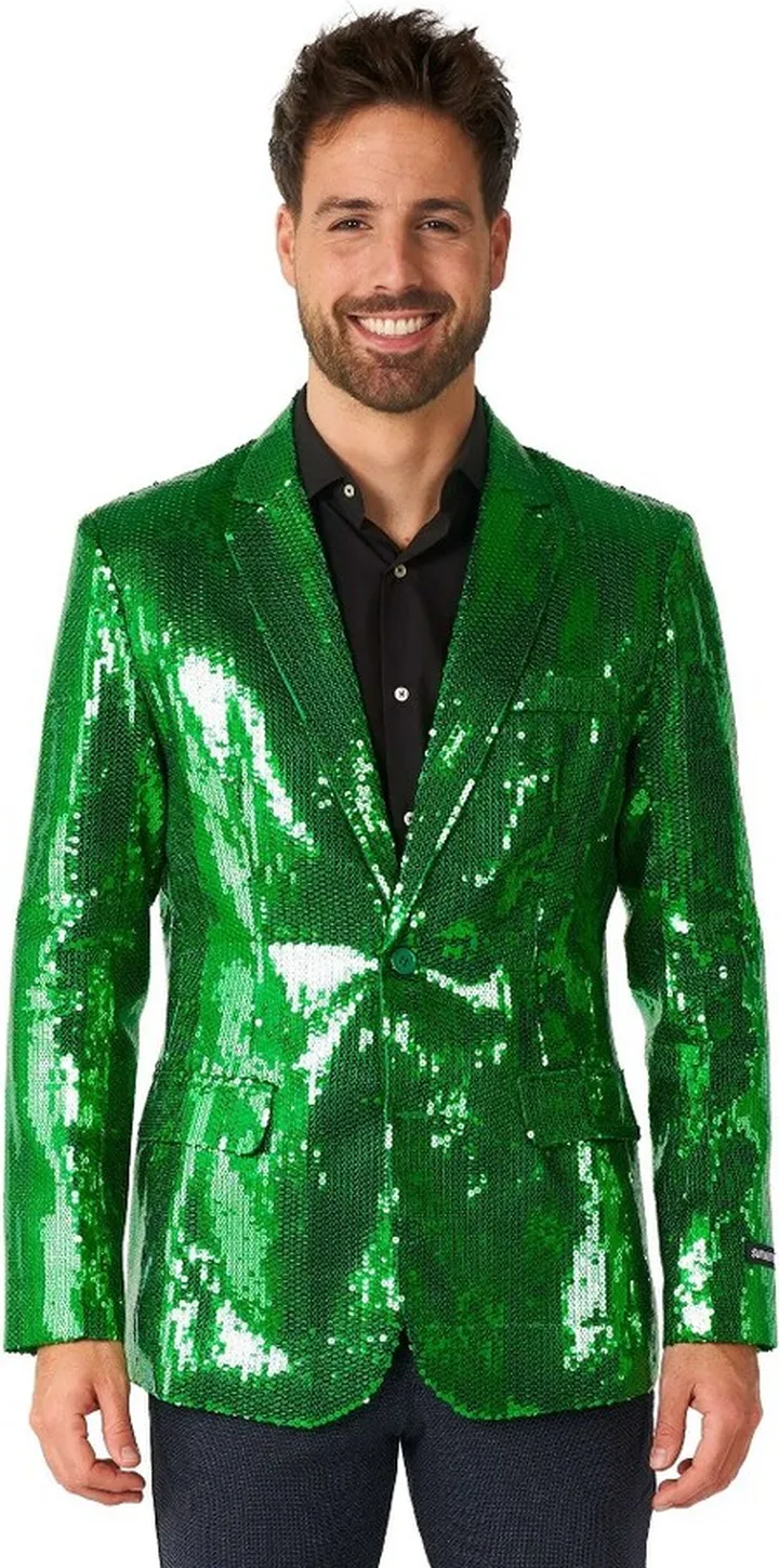 Suitmeister Men's Christmas Blazer - Sequins Green - Size: S