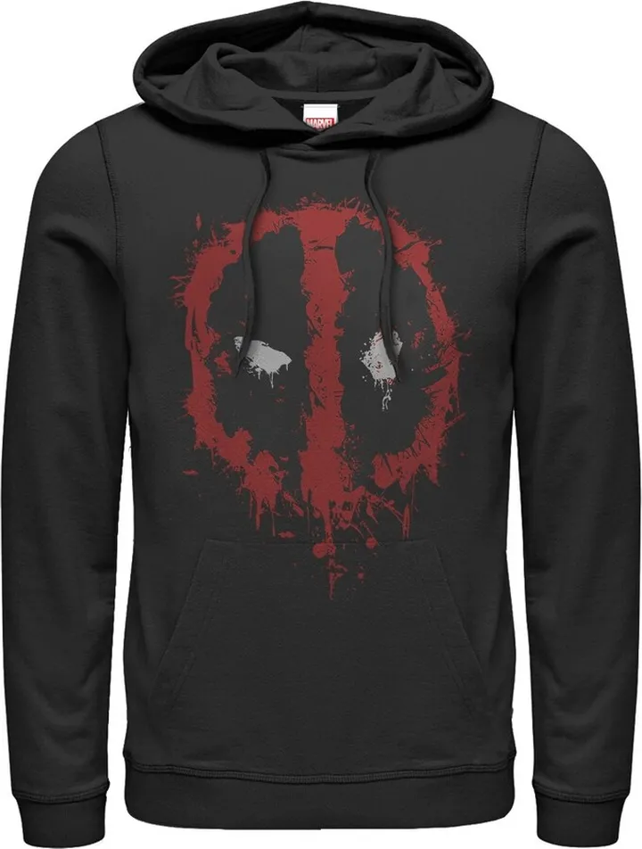 Men's Marvel Deadpool Splatter Icon Pull Over Hoodie - Black - Large