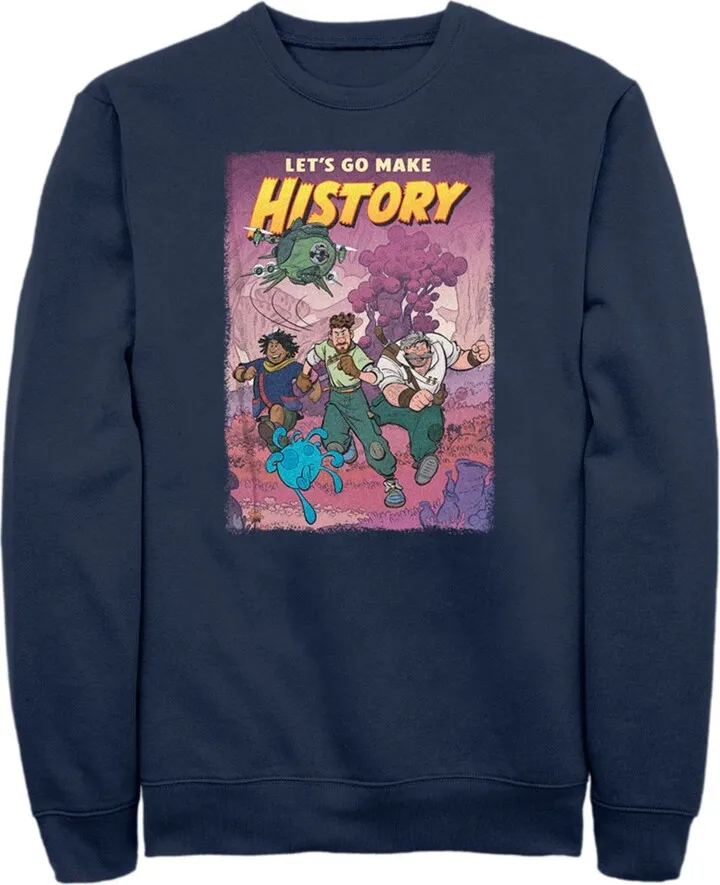 Men's Disney Strange World Let's Go Make History Sweatshirt - Navy Blue - 3X Large