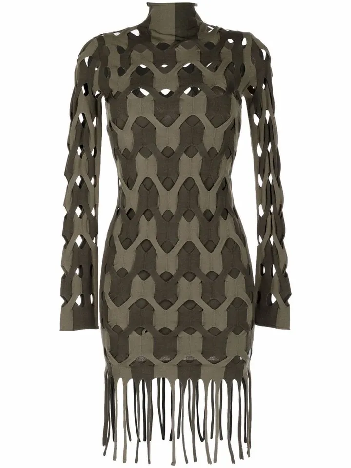 Two-Tone Cable Mini Dress