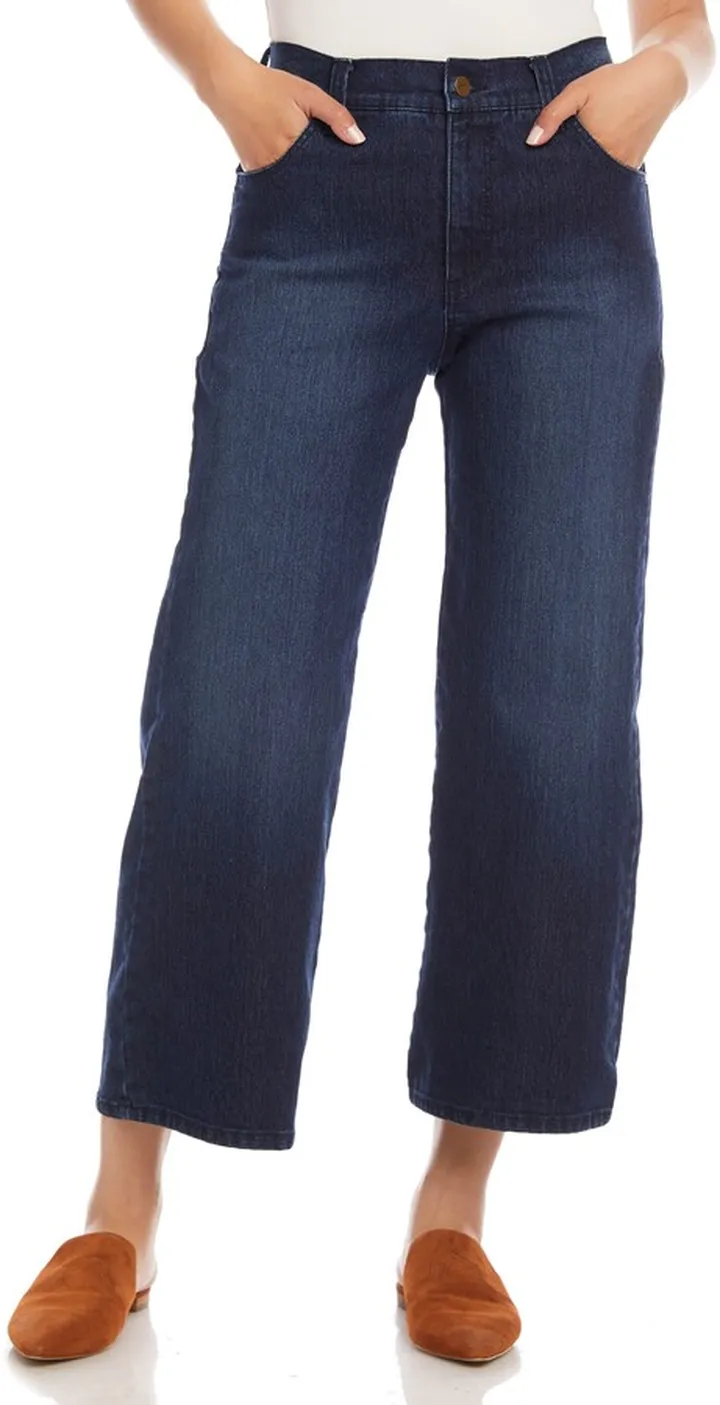 High Waist Crop Wide Leg Jeans