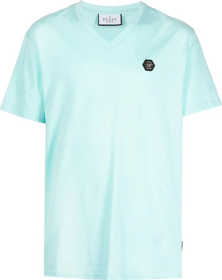 logo-patch V-neck T-shirt