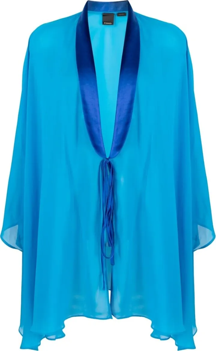 Satin-Trim Tie-Fastening Cape