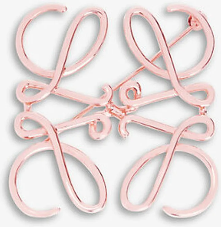 Womens Rose Gold Anagram Rose Gold-toned Brass Brooch