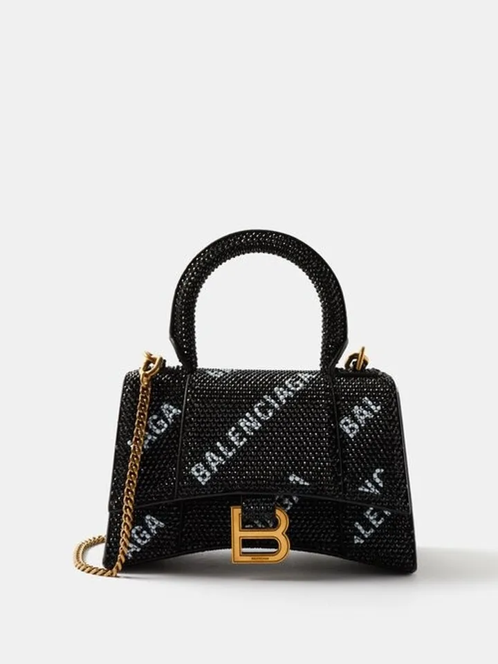 Hourglass Xs Crystal-embellished Handbag