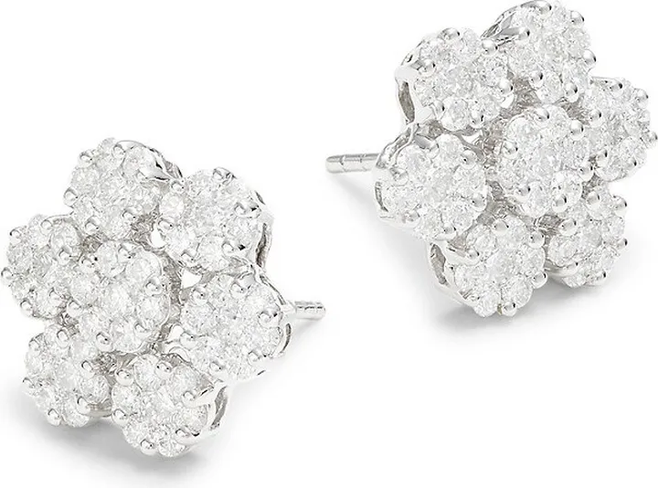 14K White Gold & Diamond Stud Earrings