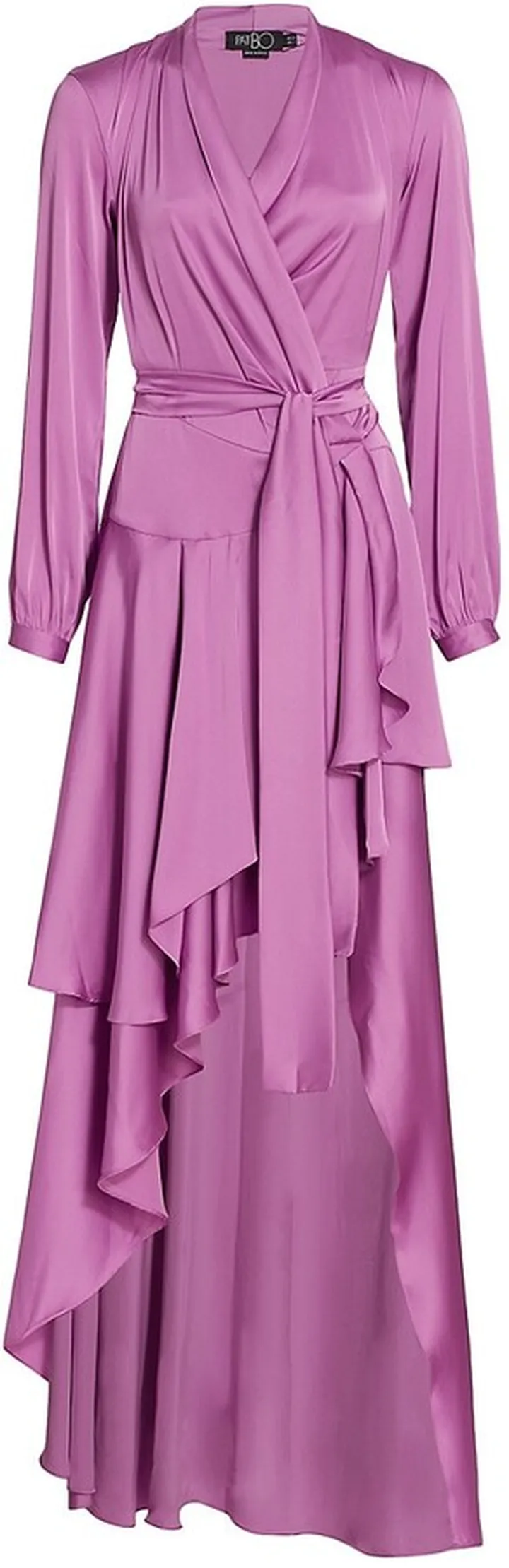 High-Low Satin Wrap Gown