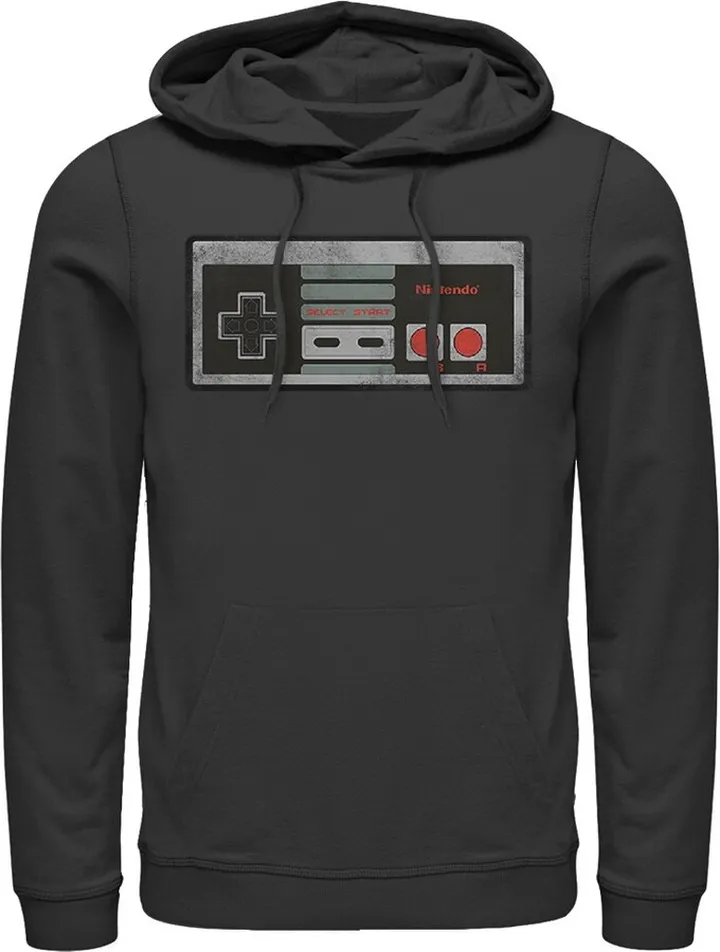 Men's Nintendo Classic NES Controller Pull Over Hoodie - Black - Small