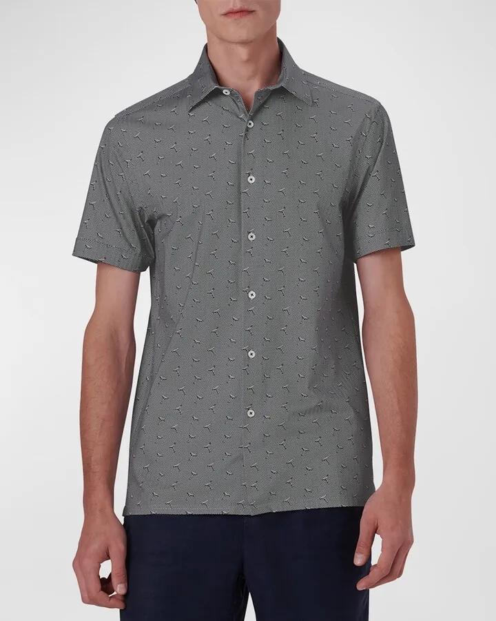 Men's OoohCotton Tech Cocktail-Print Sport Shirt