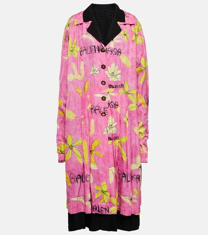 Reversible printed shirt dress