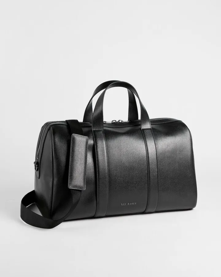 Saffiano Leather Holdall in Black