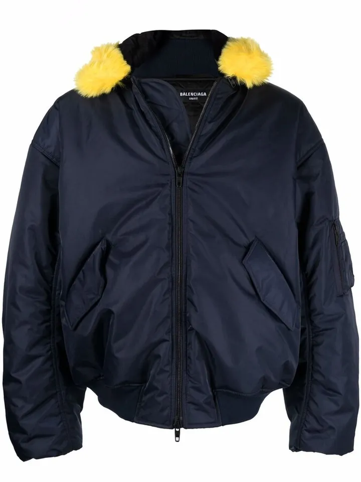 Faux-Fur Trimmed Bomber Jacket