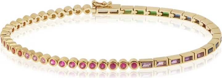 Women's 9K Gold Multi-Stone Tennis Bracelet