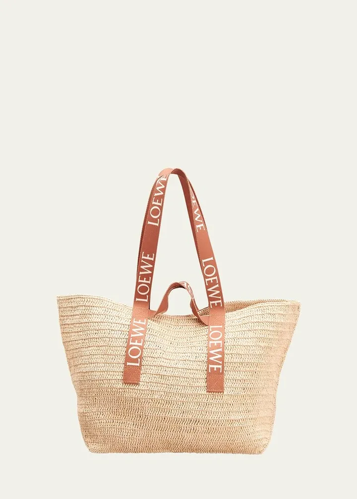 Fold Raffia Shopper Tote Bag