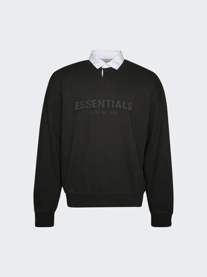 Henley Rugby Shirt Off Black