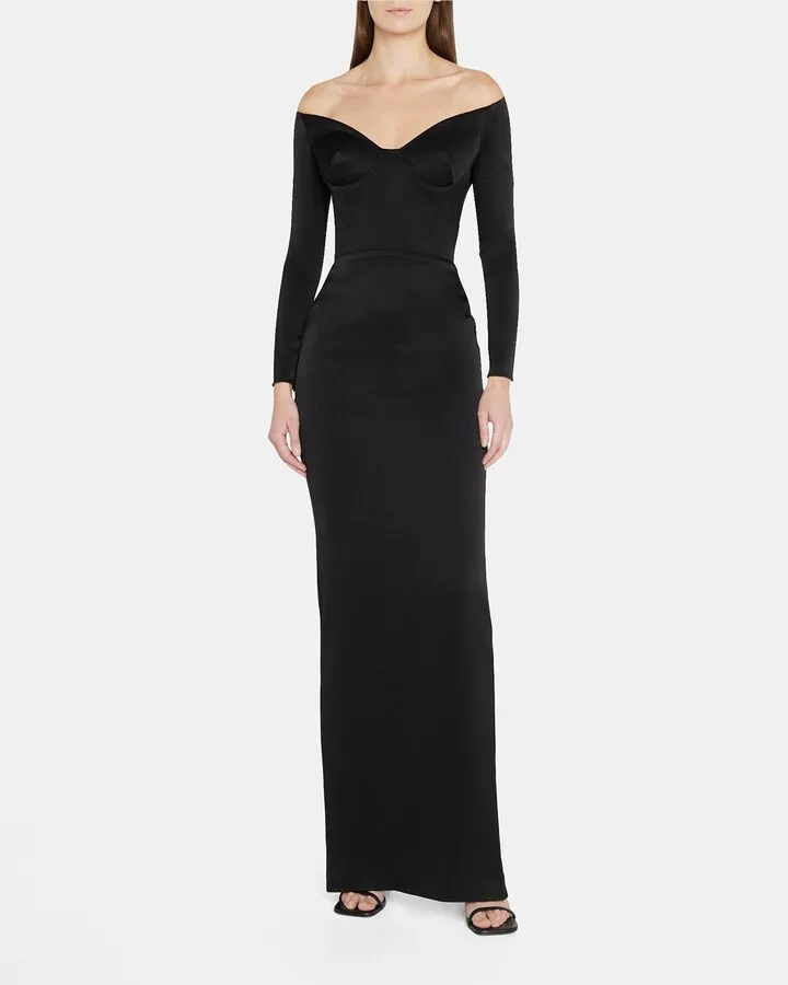 Off-Shoulder Satin Crepe Dress