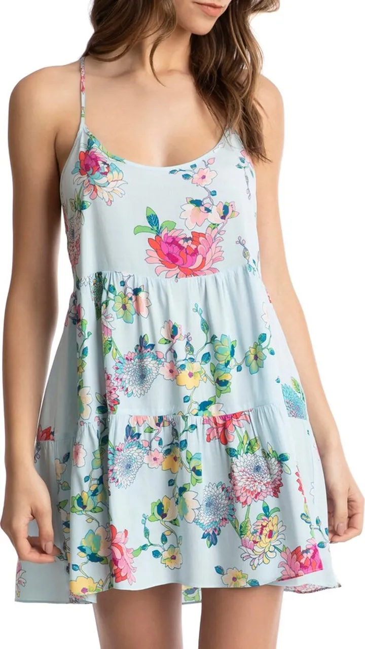 Challis Floral Print Tiered Chemise