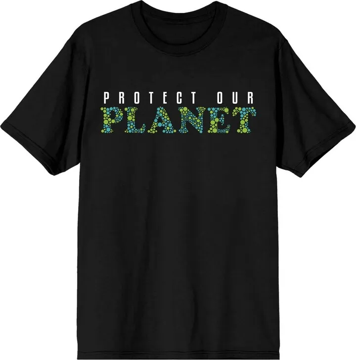 Sunny Days Earth Day Protect Our Planet Crew Neck Short Sleeve Black Adult T-shirt-Medium