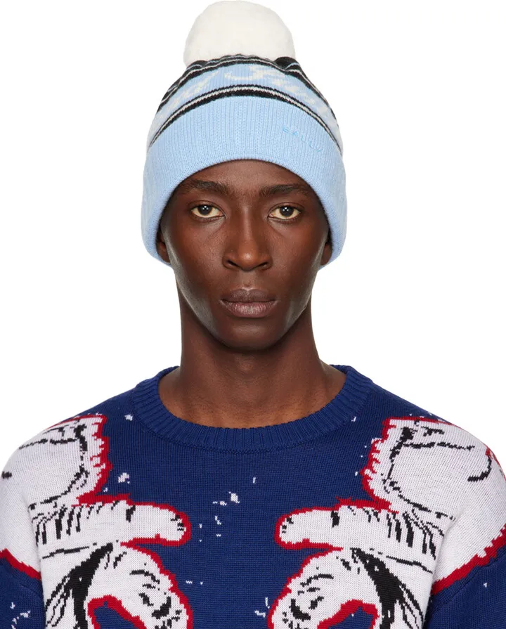 Bally Blue & Black Jacquard Beanie