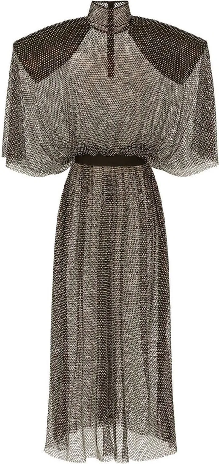 Rhinestone-Embellished Midi Dress