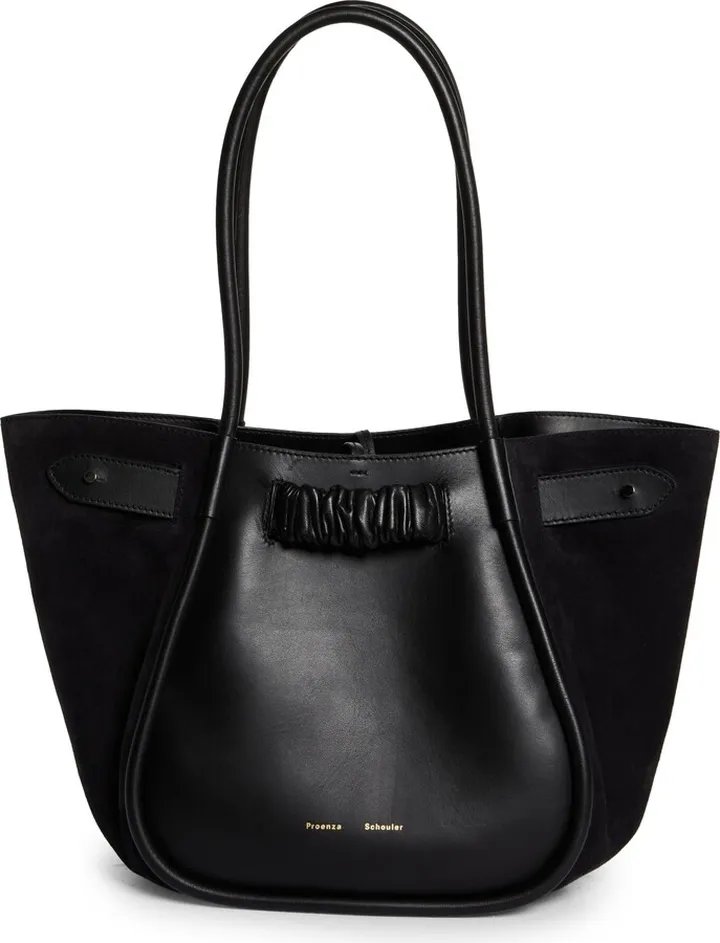 Ruched Leather Tote