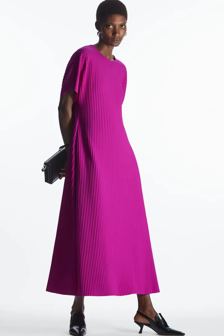 Pleated Midi T-Shirt Dress
