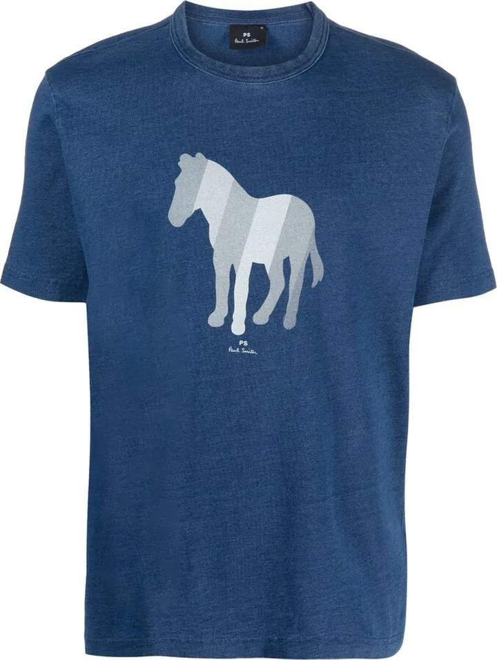 zebra-print cotton T-shirt